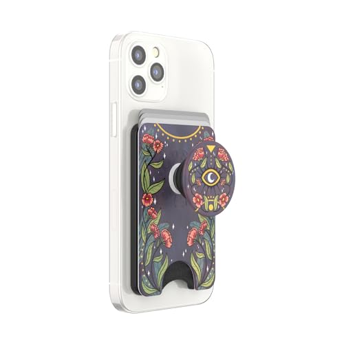 PopSockets Phone Wallet with Expanding Grip, Phone Card Holder, Wireless Charging Compatible, Wallet Compatible with MagSafe - Floral Bohemian