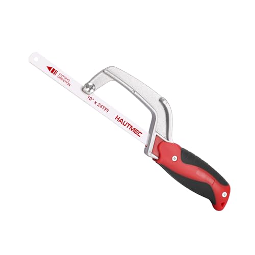 HAUTMEC Mini Hacksaw – Compact Hand Hack Saw Metal Frame With 1 PCS Bimetal HSS Blade, Especially Cuts in Tight Hard-Reach Spaces, HT0035-PL