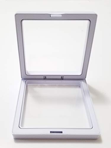 Set of 10 Transparent 3D Floating Frame Display Holder/Box/Frames for Challenge Coins, AA Medallions, Antique, Jewelry, Gift, White, 3.5 x 3.5 x 0.75 Inches