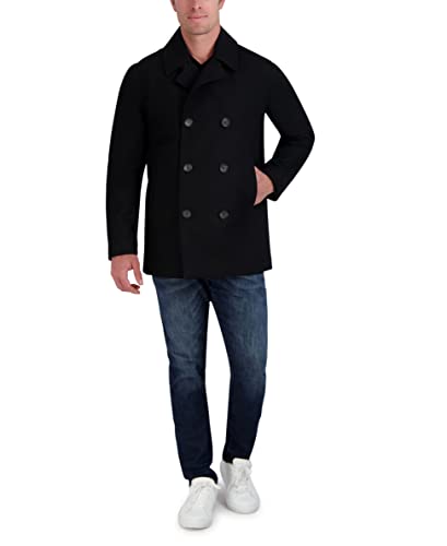 Nautica Men's Classic Double Breasted Peacoat, Black, X-Large