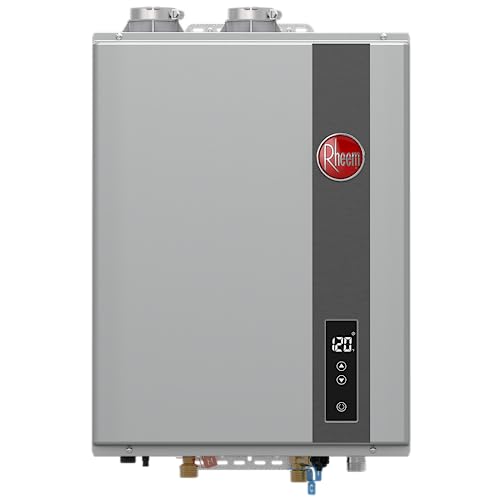 Rheem RTGH-68DVLN-3 Super High Efficiency Condensing Indoor Tankless Natural Gas Water Heater, 6.8 GPM