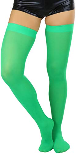 ToBeInStyle Women's Nylon Thigh High Schoolgirl Opaque Stockings- KELLY GREEN - OSR
