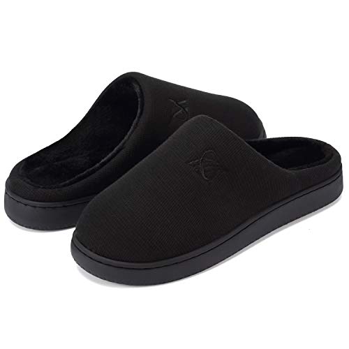 landeer Women's and Men's Memory Foam Slippers Casual House Shoes (AllBlack,Women5-6/Men3-4)