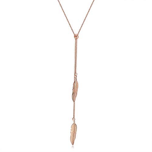 SA SILVERAGE Necklaces for Women Trendy Jewelry 925 Sterling Silver Feather Pendant Necklace, Mom Necklace Silver Chain Statement Long Gold Chains Gift