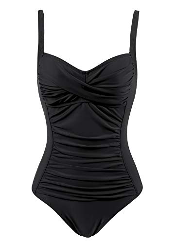 Joyaria Womens Slimming Long Torso One Piece Swimsuit/Bathing Suit(Black,Size 14)