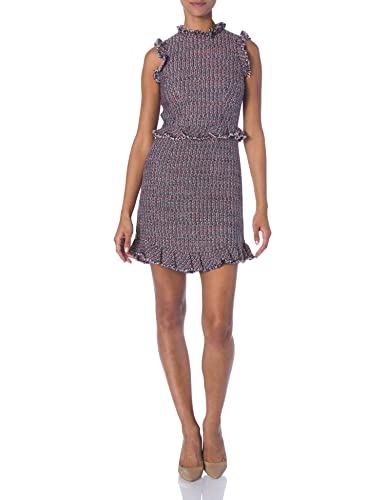 Rebecca Taylor Women's Sleeveless Tweed Dress, Pink/Navy Combo, 14