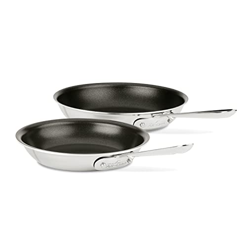 All-Clad D3 3-Ply Stainless Steel Nonstick Fry Pan Set 2 Piece, 8, 10 Inch Induction Oven Broiler Safe 500F Pots and Pans, Cookware Silver
