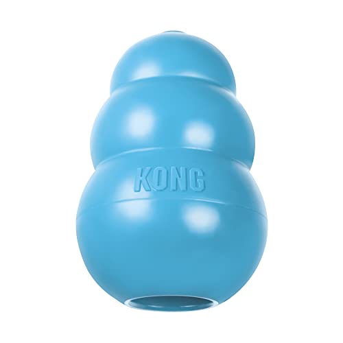 KONG - Puppy Toy Natural Teething Rubber - Fun to Chew, Chase and Fetch - for Large Puppies - Blue