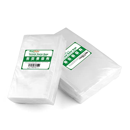 MakMeFre100 Count Vacuum Sealer Bags 50 Each Size Pint 6' x 10' and Quart 8' x 12'for Food,BPA Free,Heavy Duty,Sous Vide Vaccume Safe,Universal Design Pre-Cut Vacuum Seal Bags
