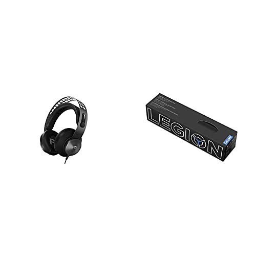 Lenovo Legion H500 PRO 7.1 Surround Sound Gaming Headset, Noise-Cancelling Mic, Memory Foam & PU Leather Earcups, Black & Legion Gaming Mouse Mat Legion Y720, Y520, Y530 Gaming Laptops