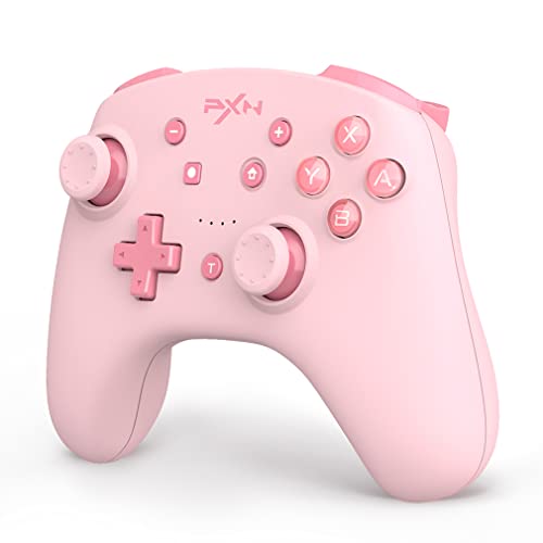 PXN Wireless Switch Controller for Switch/Switch Lite/OLED, Support iOS(16 Version Only) Switch Pro Controller with Turbo, Wake-up, NFC, Motion, Vibration Wireless Switch Controller - Pink