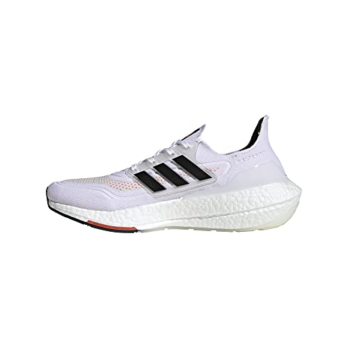 adidas Men's Ultraboost-21 Trail Running Shoe, White/Black/Solar Red, 9