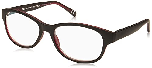 Foster Grant Women's Zera Multifocus Cat-Eye Reading Glasses, Black/Transparent, 53 mm + 1.5