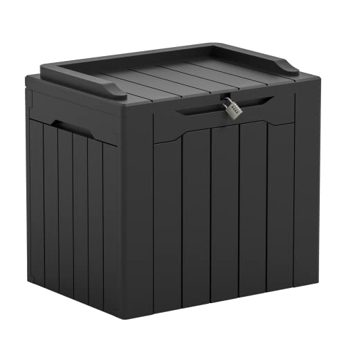 Greesum 31 Gallon Resin Deck Box Large Outdoor Storage for Patio Furniture, Garden Tools, Pool Supplies, Weatherproof and UV Resistant, Lockable, Dark Black