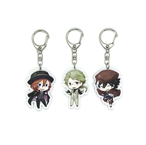 EBTY DREAMS Inc. - Set Of 3 Bungou Stray Dogs Acrylic Keychain Ranpo Edogawa, Chuuya Nakahara, Doppo Kunikida v1