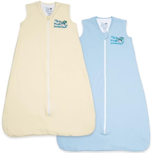 Baby Merlin's Magic Dream Sleep Sack - 100% Cotton Wearable Blanket - Baby 6-12 Months - Cream & Blue - 2pk