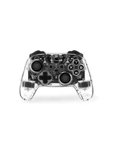 TPARTS Multi-Device Crystal Clear Wireless Game Controller for Tesla Model 3/Y/S/X, Compatible With Switch/STEAM Deck/PC/Tesla, 7-Colors LED Mode