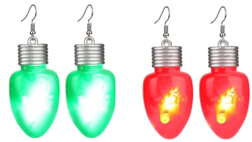 Flashing holiday bulb earrings 2 pairs (1 green pair 1 red )
