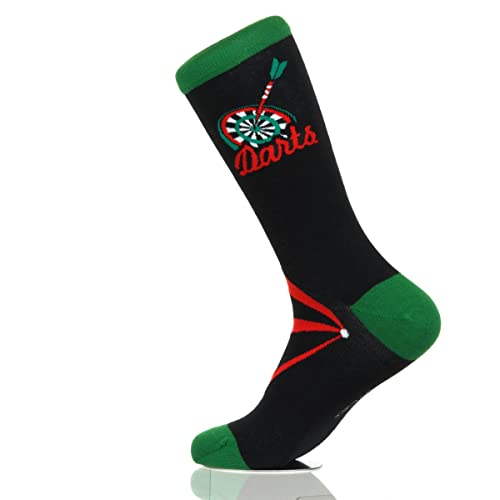 Dart, Fancy Colorful Cotton Comfy Novelty Funny Dress Socks Unisex, GAMING Patterned Cool Design Gift, Women's 10-12.5, Men's 8.5-13, Unisex 41-46