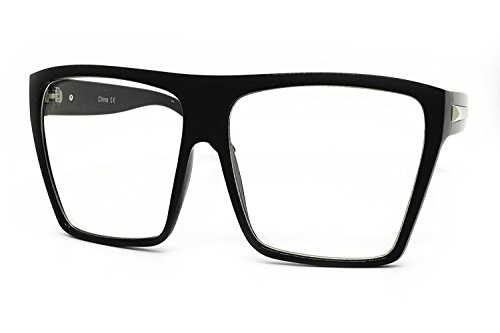 O2 Eyewear 7310 Oversized XXL Vintage Classic Nerd retro Clear Lens Glasses (BLACK, 70)