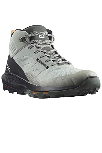 Salomon Men's OUTPULSE Mid Gore-Tex Hiking Boots for Men, Wrought Iron/Black/Vibrant Orange, 12