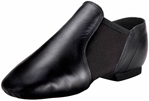 Linodes Leather Jazz Shoe Slip On (Big Kid Unisex), Black, Size 4