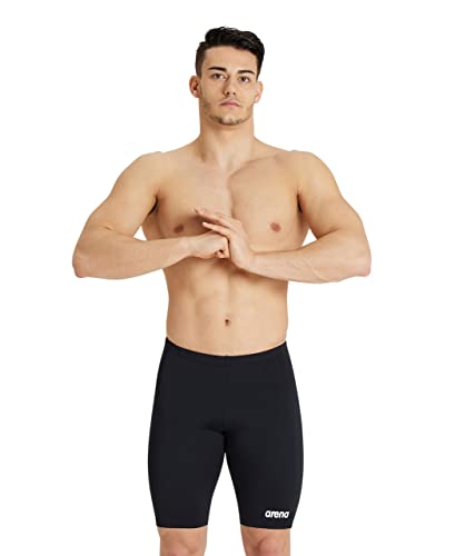 Arena Men's Team Colors Solid Swim Jammer MaxLife Athletic Swimwear Professional Training Swimsuit Sports Bathing Suit, Black/White, US Size 32