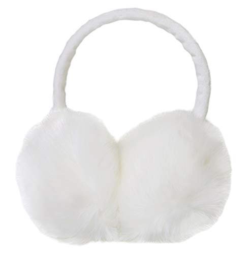 YSense Earmuffs Ear Warmers For Women Winter Fur Foldable Ear Warmer,A-White