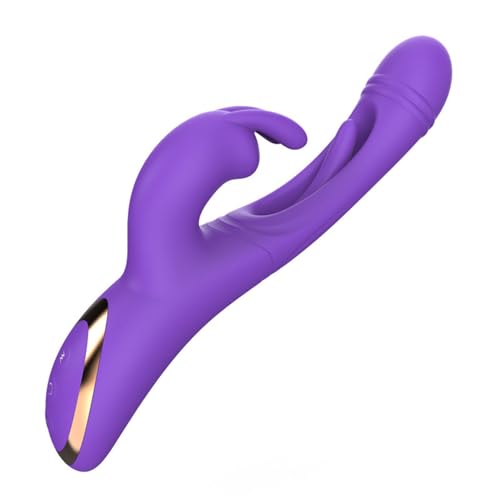Soft Silicone G Spot Vibrator with 12 Vibration Modes & Flap Modes Sex Toy Recharge Clitoral Vibrator Rabbit Vibrator Adult Toys for Woman - Purple