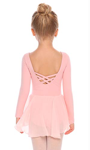 Arshiner Kids Girls Classic Long Sleeve Leotard Dance Ballet Dress Light Pink 130 Light Pink 130 Age for 4 5Y