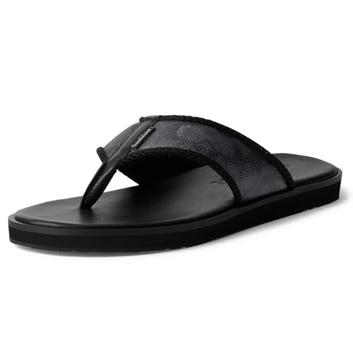 Coach Men's Signature Flip Flop, Charcoal/Black, 10