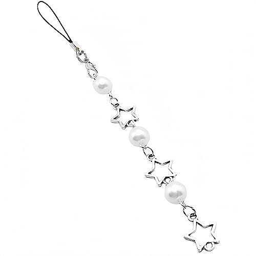 YeertMii Phone Charm Cute,Phone Charms Aesthetic,Cute Star Phone Charm Y2K Pearl Accessories for Women Girls (Silver)