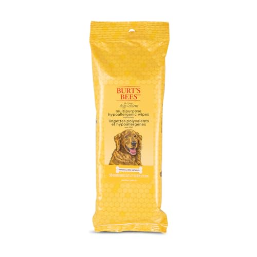 Burt's Bees for Pets Multipurpose Grooming Wipes - Puppy & Dog Wipes for All Purpose Cleaning & Grooming - Cruelty Free, 50 Ct Pet Wipes, Puppy Supplies