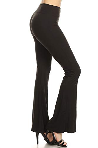 Leggings Depot Women's Wide Leg Palazzo Pants for Casual, Work, Lounge (Black, Small)