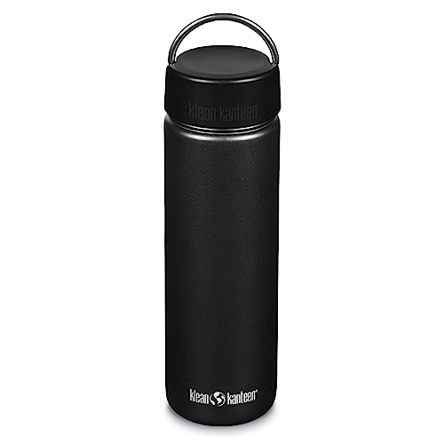 Klean Kanteen Wide Mouth Single Wall Stainless Steel Water Bottle (w/Wide Loop Cap) - 27oz - Black