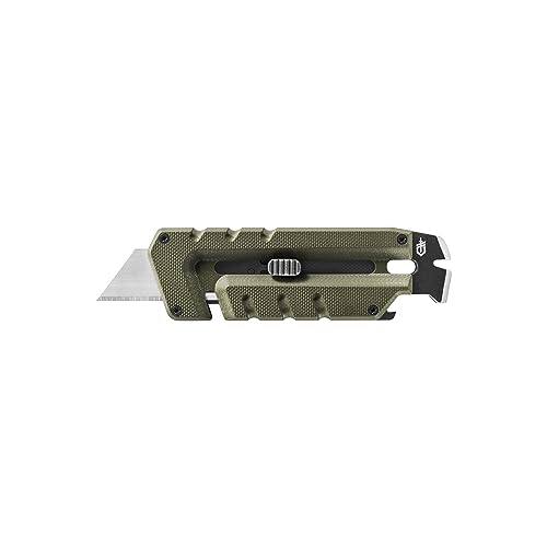 Gerber Gear Prybrid Utility Knife with Pry Bar - Multi-Tool Pocket Razor Knife with Retractable Knife Blade - EDC Knife - Green