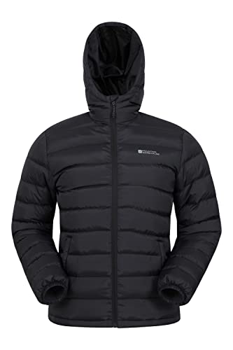Mountain Warehouse Seasons Mens Winter Puffer Jacket -Water Resistant Padded Coat Black Medium