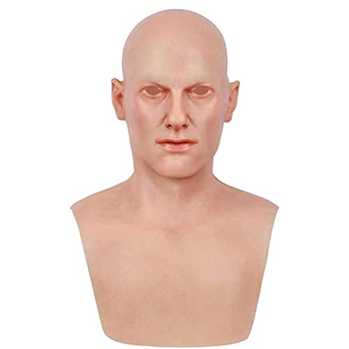 Realistic Old Man Old Silicone Head Cover Headgear Novelty Latex Headwear for Halloween Cosplay Party Masquerade Props