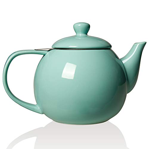 Sweejar Porcelain Teapot with Infuser and Lid,Teaware with Filter 30 OZ for Tea/Coffee/Milk/Women/Office/Home/Gift(Turquoise)