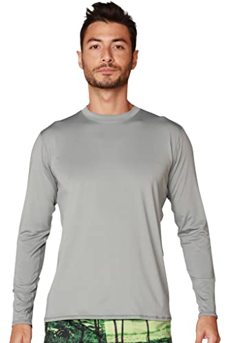 INGEAR Mens Long Sleeve Sun Shirt UV Sun Protection Quick Dry Outdoor Shirt for Fishing Running Workout Hiking UPF50+ (Grey, X-Large)