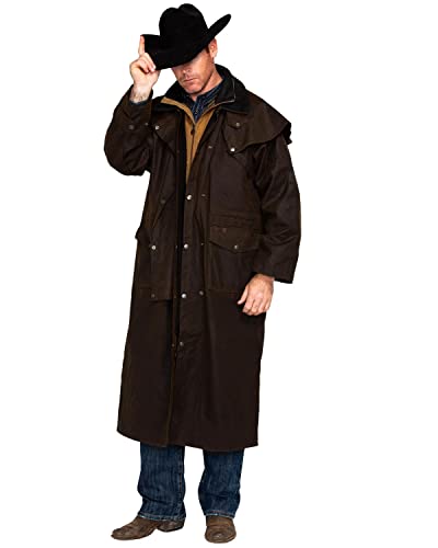 Outback Trading Men's 2056 Stockman Waterproof Breathable Extra-Long Cotton Oilskin Duster Coat, Bronze, XX-Large