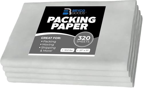 Bryco Goods Packing Paper Sheets for Moving - 10lb - 320 Sheets Newspaper Paper - 27'x17' - Packing Paper, Newsprint Paper, Packing Materials, Moving Paper Wrap, Shipping Paper, Newspaper Paper