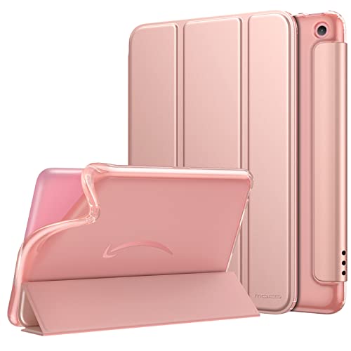 MoKo Case Fits Amazon All-New Kindle Fire 7 Tablet (2022 Release-12th Generation) Latest Model 7', Soft TPU Translucent Frosted Back Cover Multi-Angle Smart Shell, Auto Wake/Sleep, Rose Gold