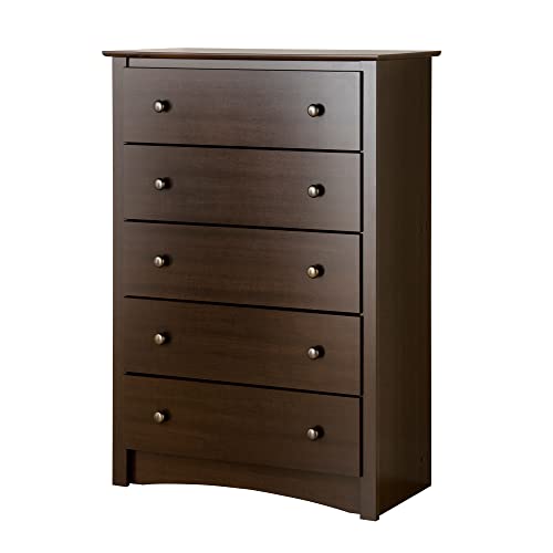 Prepac Fremont Superior 5-Drawer Chest for Bedroom - Spacious and Stylish Chest of Drawers, Measuring 16'D x 31.5'W x 45.25'H, In Espresso Finish