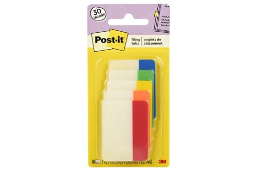 Post-it Tabs, 2 in, Solid, Assorted Colors, 6 Tabs/Color, 5 Colors, 30 Tabs/Pack (686-ROYGB)