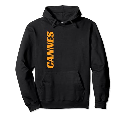 Cannes Vertical Orange Text Pullover Hoodie