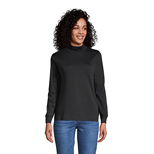 Lands' End Womens Long Sleeve Supima Mock Black Plus 3X