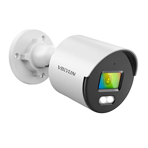VIKYLIN 5MP Full Color Night Vision PoE IP Camera with Audio/Mic, 24/7 Color Night Vision Outdoor Bullet Camera, SD Card Slot, IP67 Waterproof, 2.8mm Lens Wide Angle, WDR, Motion Detection, VK057C
