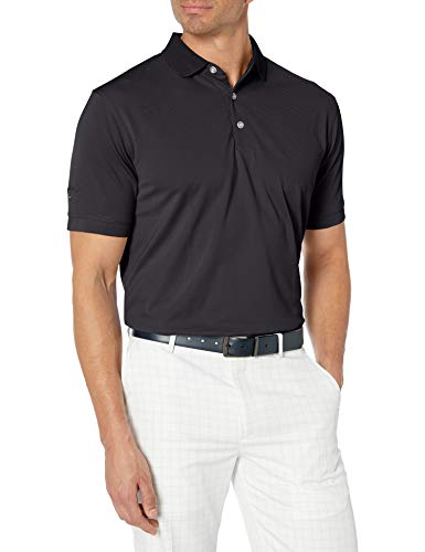 Callaway Men's Golf Short Sleeve Solid Ottoman Polo Shirt, Black, X-Large