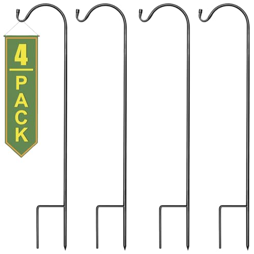 Sorbus Shepherd's Hooks - Set of 4 Extendable Garden Planter Stakes for Bird Feeders, Outdoor Décor, Plants, Lights, Lanterns, Flower Baskets, and More! Heavy Duty - Up to 6.5 Lbs. (4 Pack)